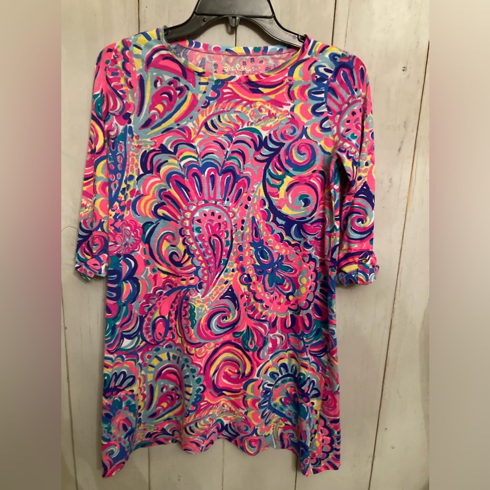 Lilly Pulitzer Sophie Girls Dress Psychedelic Sunshine Size Xl 12-14 UPF 50+